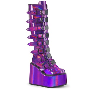 Kiilanilkkurit 14 cm S815 naisten platform saappaat soljet purppura hologrammi