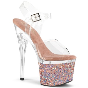 Kultaiset 18 cm ESTEEM-708LG Glitter platform korkeakorkoiset sandaalit