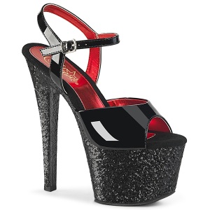 Musta 18 cm SKY-309 glitter platform sandaalit naisten