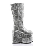 Glitter 18 cm miehille polvisaappaat cyberpunk saappaat rimminen platform