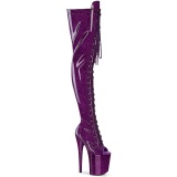 Glitter 20 cm PEEP TOE Violetti nauhalliset ylipolvensaappaat korkokengt