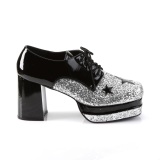 Glitter GLAMROCK-02 parittaja kengt 70-luvun disco miesten nauhakengt platform hopea