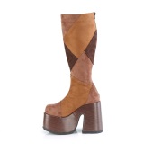 Keinonahka paksu korko hippie 13 cm CAMEL-280 korkokengt chunky platform saappaat ruskea