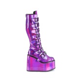 Kiilanilkkurit 14 cm S815 naisten platform saappaat soljet purppura hologrammi