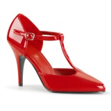 Kiiltonahka 10 cm VANITY-415 avokrkiset avokkaat kengt t-strap punaiset