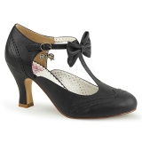 Musta 7,5 cm retro vintage FLAPPER-11 Pinup avokkaat kengt alhainen korot