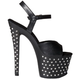 Musta Keinonahka 18 cm STARDUST-709 Sandaalit Strassi Platform