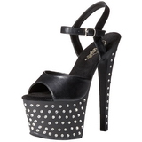 Musta Keinonahka 18 cm STARDUST-709 Sandaalit Strassi Platform