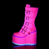 Neon 14 cm SWING-G naisten platform pohkeen keskiosa saappaat soljet vaaleanpunaiset