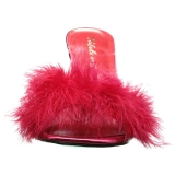 Punaiset 10 cm CLASSIQUE-01F naisten puukengt marabou hyhenet