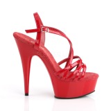 Punaiset 15 cm Pleaser DELIGHT-613 Korkeakorkoiset platform sandaletit