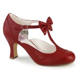 Punaiset 7,5 cm retro vintage FLAPPER-11 Pinup avokkaat kengt alhainen korot