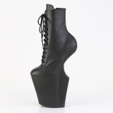 Vegan 20 cm WORSHIP-1020 Heelless korkeat nilkkurit pony mustat